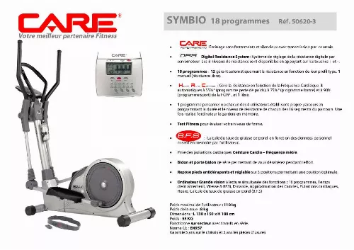 Notice CARE FITNESS SYMBIO 50620 3 Trouver une solution a un probleme CARE FITNESS SYMBIO 50620 3 mode d emploi CARE FITNESS SYMBIO 50620 3 Francais